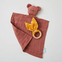 Load image into Gallery viewer, Rosette Double Muslin Comforter &amp; Wooden Teething Ring
